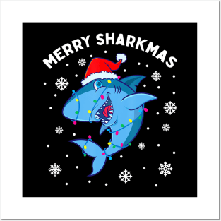 Merry Sharkmas Santa Christmas Sharks Lover Gift for kids Posters and Art